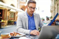 Professional businessman at a a laptop