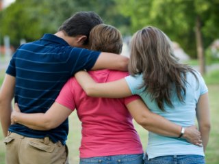 Family hugging