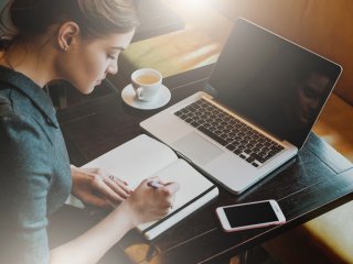 Beautiful woman at laptop